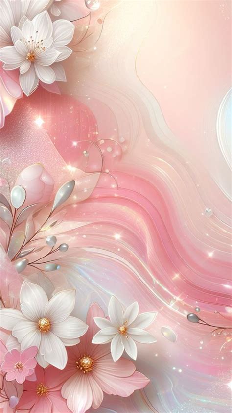 Pink Floral Shimmering Phone Wallpaper in 2024 | Floral wallpaper phone ...