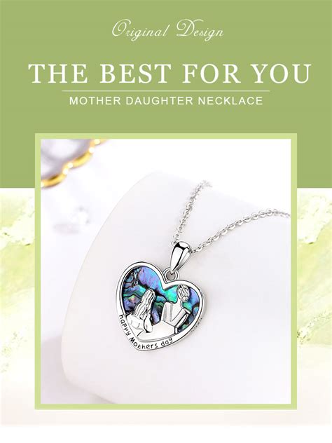 Merryshine Mother Of Pearl Sterling Silver Mother And Daughter Heart Shape Necklace Buy Mother