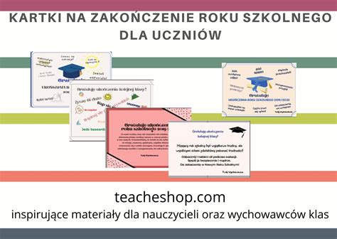 Kartki dla ucznia na zakończenie roku szkolnego TeachEshop