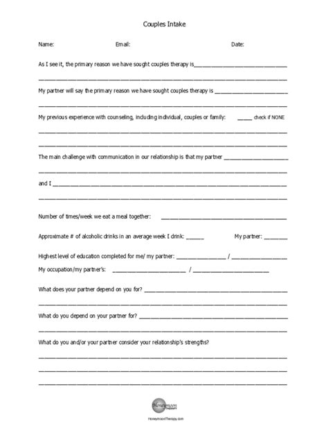 Fillable Online Couples Intake Fax Email Print Pdffiller