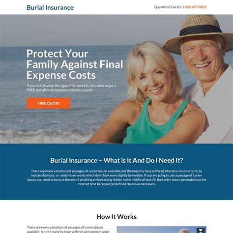 Download Burial Insurance Free Quote Responsive Landing Page Design To