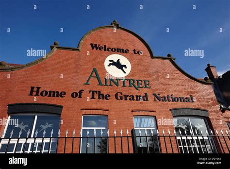 traditional entrance gate to aintree racecourse merseyside england ...