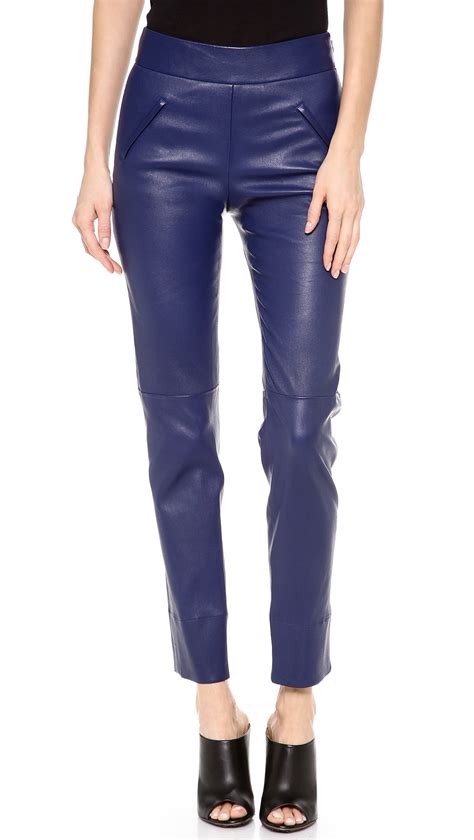 Maison Ullens Stretch Leather Pants Dark Purple In Purple Lyst