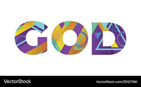 God concept retro colorful word art Royalty Free Vector