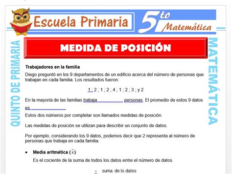 Ejemplo De Medida De Posición Para Quinto De Primaria