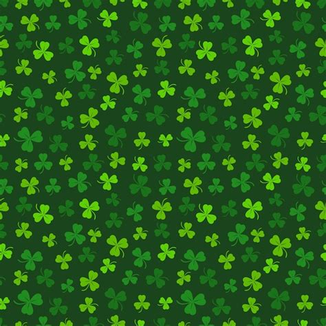 Premium Vector Green Clover Seamless Pattern St Patricks Day Background