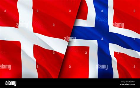 Denmark and Norway flags. 3D Waving flag design. Norway Denmark flag, picture, wallpaper ...