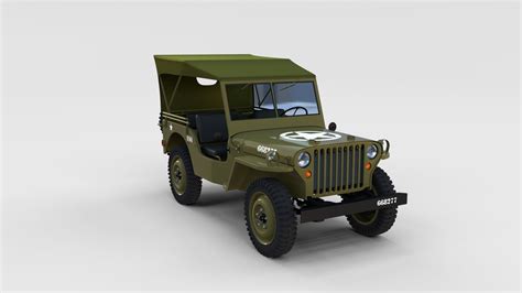 Full W Chassis Jeep Willys MB Military Top Rev 3D Model CGTrader