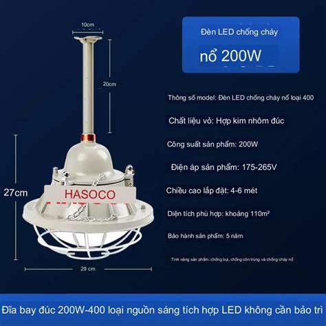 Đèn led chống cháy nổ 200w có thiết kế phù hợp nhà xưởng màu xám