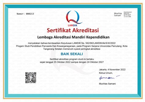 Akreditasi Program Studi Pendidikan Pancasila Dan Kewarganegaraan Ppkn