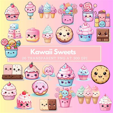 Kawaii Clipart Kawaii Sweets Clipart Kawaii Food Clipart Etsy Australia