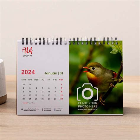 12 Template Desain Kalender Meja 2024 Lima Warna Offset Printing