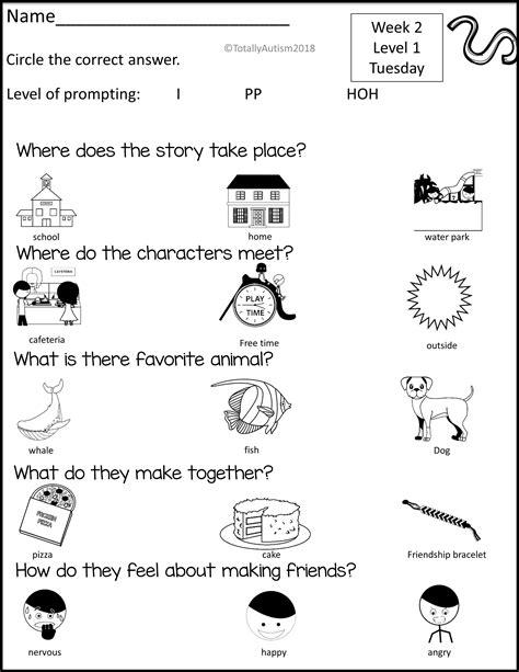 Reading Comprehension Autism Worksheets Autism Reading Compr