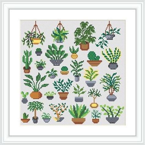 Plant Cross Stitch Pattern Home Plants Cross Stitch Pattern Etsy