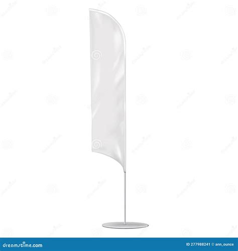 White Blank Feather Flag Vector Mockup Blade Shaped Banner Stand Mock Up Stock Vector