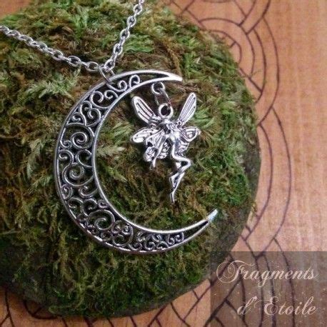 Collier elfique Lune et Fée argenté païen wicca médiéval païen celtique