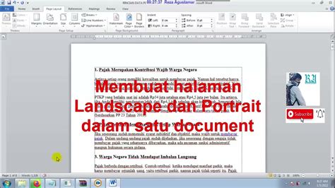 Membuat Halaman Landscape Dan Portrait Dalam Satu Document Youtube