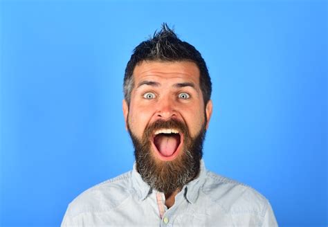 Premium Photo Excited Smiling Man Bearded Man Portrait Happy Bearded