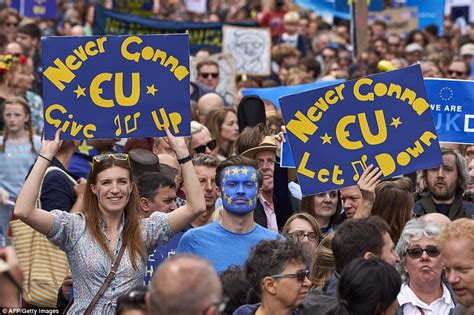 Brexit Protests See Thousands Take To The Streets Of London Wearing EU