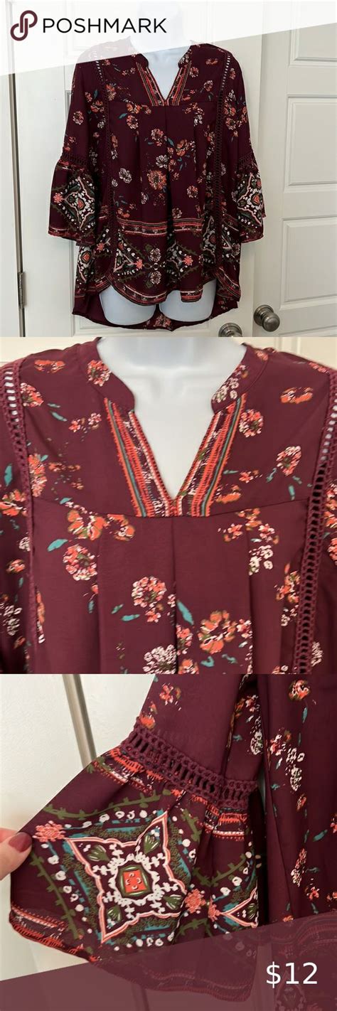 Knox Rose Burgundy Print Top Clothes Design Bohemian Tops Print Tops