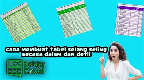 Tutorial Cara Membuat Tabel Warna Selang Seling Pada Excel Youtube