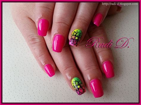 It`s All About Nails Pink Neon Gel Polish With Colorful Decoration