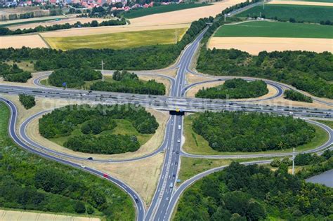 Aerial photograph Kürnach Routing and traffic lanes during the