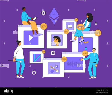 Nft Non Fungible Token Crypto Art Vector Color Illustration Stock