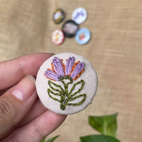 Embroidered Botanical Pin Making With Teachings By Tatiana National