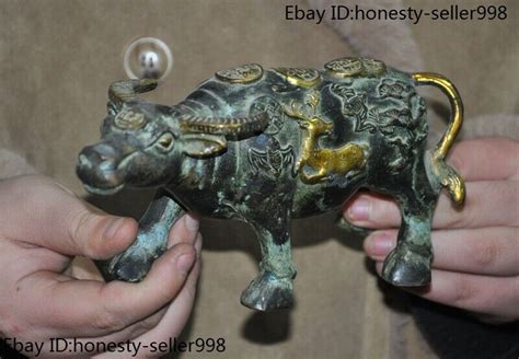 7 2 Old China Feng Shui Bronze Gilt Wealth Lucky Ox Bull Ox Bovine