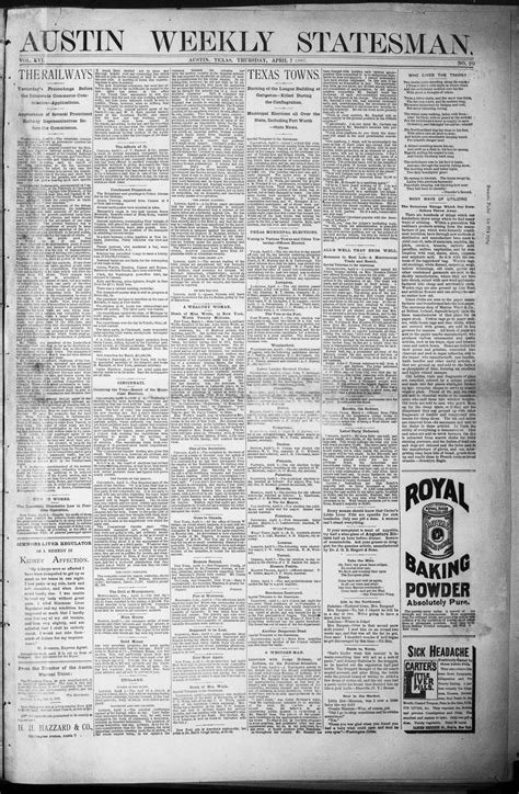 Austin Weekly Statesman. (Austin, Tex.), Vol. 16, No. 20, Ed. 1