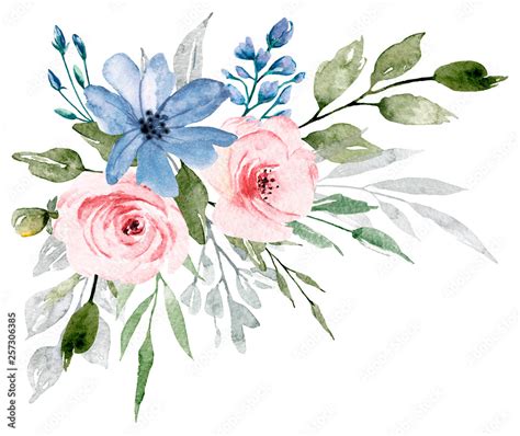 Pink Blue Flowers Watercolor Clipart Bouquet Of Png Lupon Gov Ph