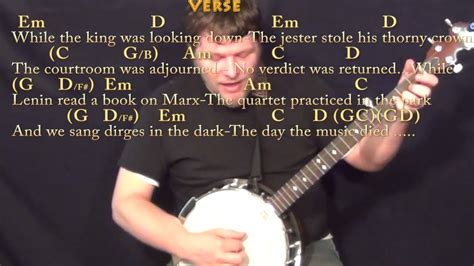 American Pie Don Mclean Banjo Cover Lesson With Chords Lyrics Youtube