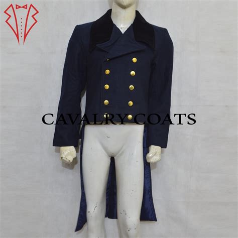 Men Navy Blue Wool Tailcoat With Velvet Collar Mr Darcy Tailcoat