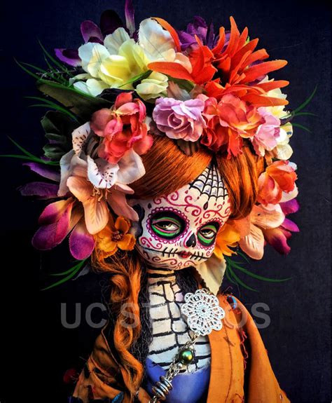 Redhead Steampunk Dia De Los Muertos Skull Doll Canon Print 624 By