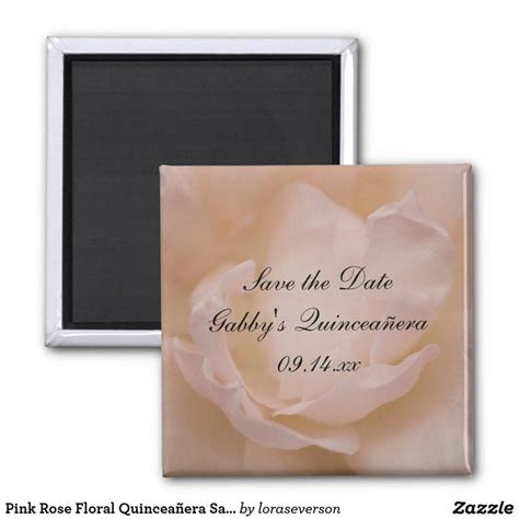 Pink Rose Floral Quincea Era Save The Date Magnet Zazzle Save The