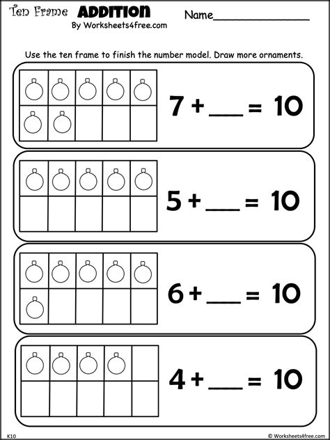 Free Addition To Ten Frames Worksheet Worksheets Free