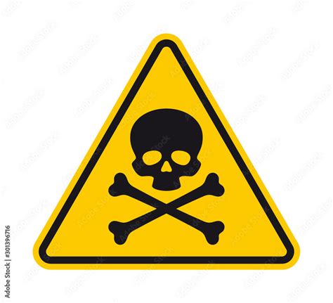 Vector Yellow Hazard Warning Symbol Danger Of Death Isolated On White