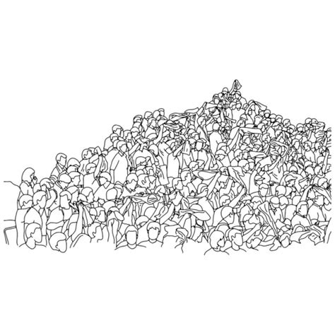 Doodle Crowd People On Stadium Vector Illustration Sketch Hand Drawn