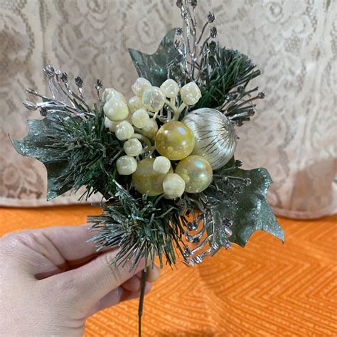 Sugared Vintage Christmas Floral Pick