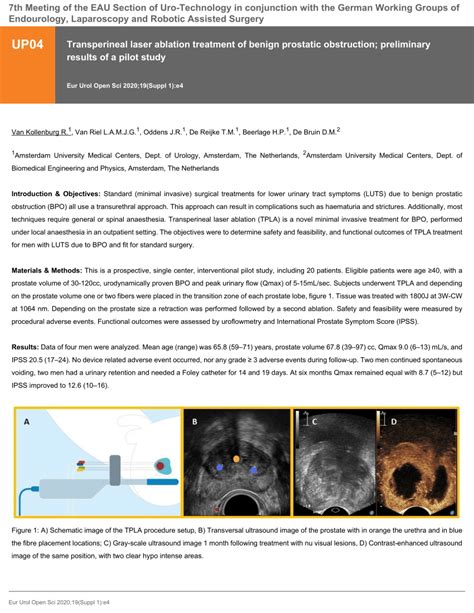 Pdf Transperineal Laser Ablation Treatment Of Benign Prostatic Obstruction Preliminary