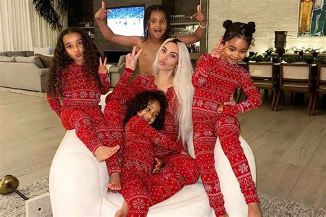 Kim Kardashian in Matching Christmas Pajamas with Kids, Nieces: Photo