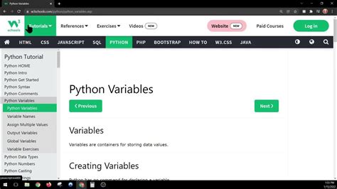 W3schools Python Variables Youtube