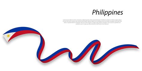 Waving ribbon or banner with flag of Philippines. 21798190 Vector Art ...