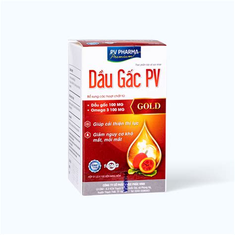 Dầu Gấc Pv Gold Phúc Vinh Giúp Sáng Mắt Giảm Khô Mắt Hộp 100 Viên