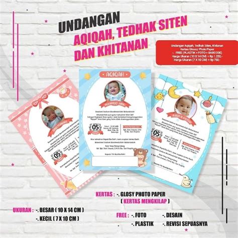 Jual Undangan Glossy Photo Paper Undangan Aqiqah Khitan Sunatan