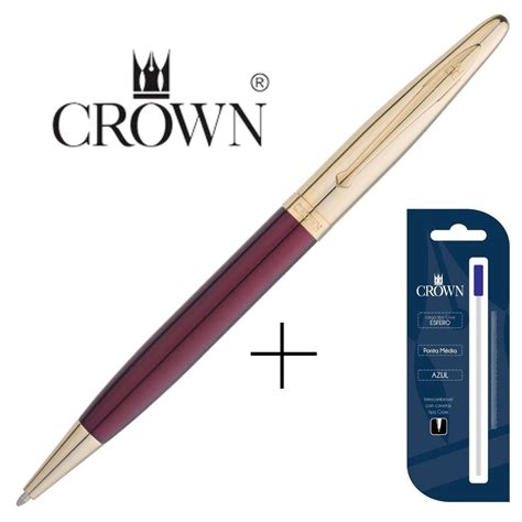 Tokaia Importados Kit Caneta Luxo Crown Metal Elegance Esferogr Fica