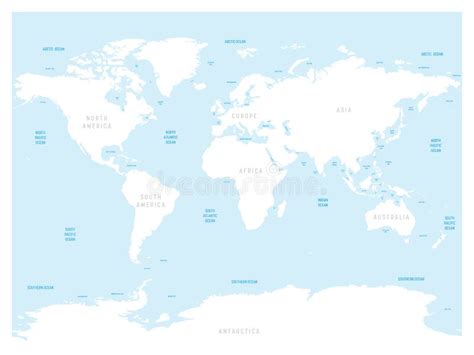 Mapa De Mundo Detalhado Elevado Etiquetas De Oceanos De Mares De