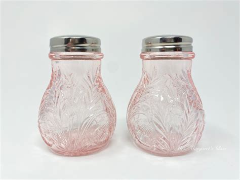 Mosser Glass Inverted Thistle Rose Pink Salt Pepper Shakers