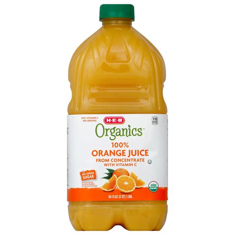 H-E-B Organics No Sugar Added 100% Orange Juice - Shop Juice at H-E-B